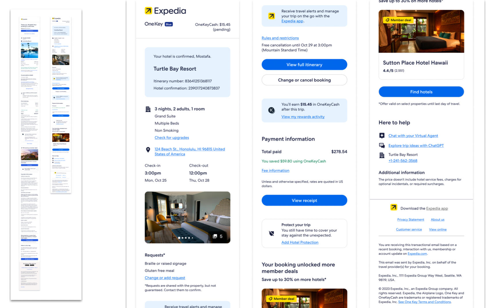 Old and new confirmation email designs